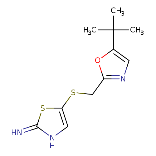 N=c1[nH]cc(s1)SCc1ncc(o1)C(C)(C)C