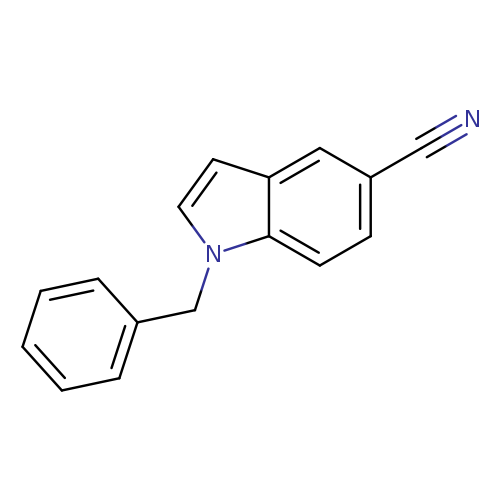 N#Cc1ccc2c(c1)ccn2Cc1ccccc1