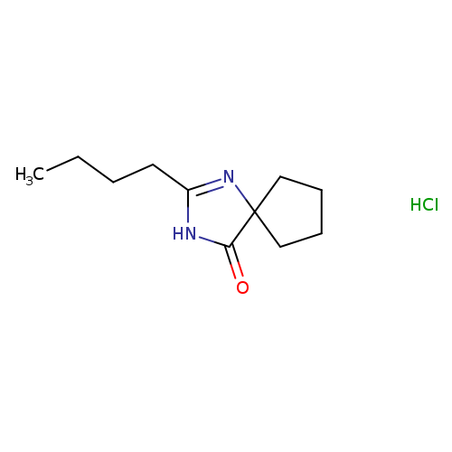 CCCCC1=NC2(C(=O)N1)CCCC2.Cl