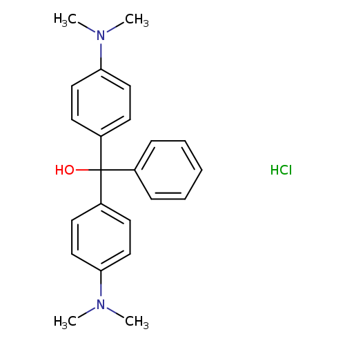 CN(c1ccc(cc1)C(c1ccc(cc1)N(C)C)(c1ccccc1)O)C.Cl