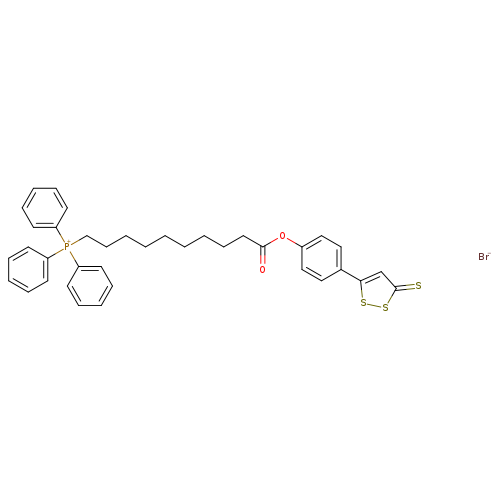 O=C(Oc1ccc(cc1)c1ssc(=S)c1)CCCCCCCCC[P+](c1ccccc1)(c1ccccc1)c1ccccc1.[Br-]