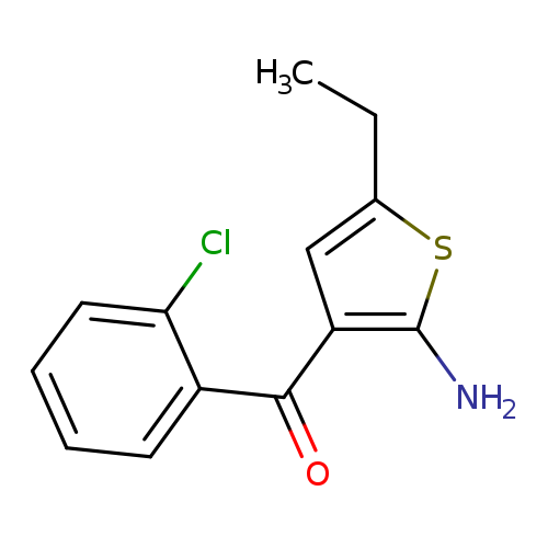 CCc1sc(c(c1)C(=O)c1ccccc1Cl)N