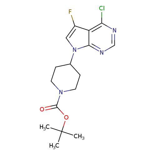 O=C(N1CCC(CC1)n1cc(c2c1ncnc2Cl)F)OC(C)(C)C
