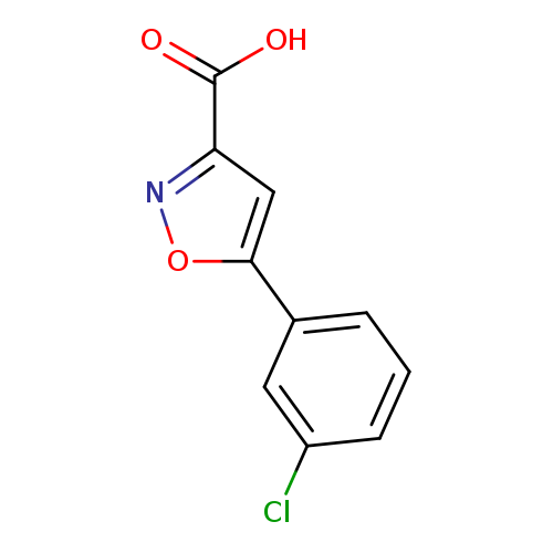 Clc1cccc(c1)c1onc(c1)C(=O)O