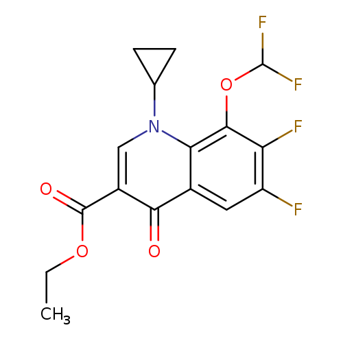 CCOC(=O)c1cn(C2CC2)c2c(c1=O)cc(c(c2OC(F)F)F)F