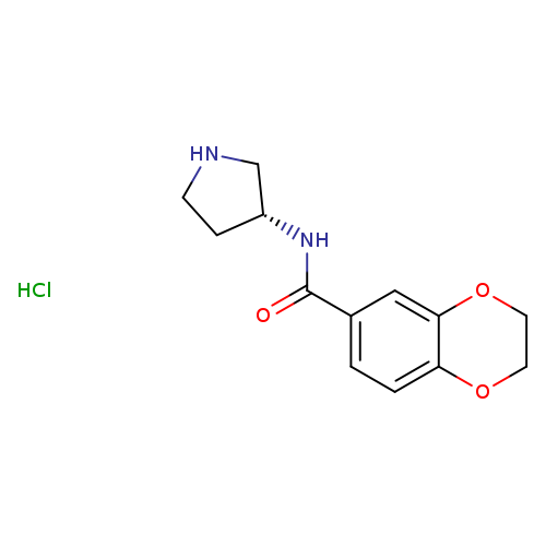 O=C(c1ccc2c(c1)OCCO2)N[C@H]1CNCC1.Cl