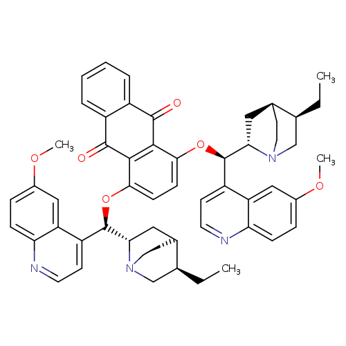 CC[C@H]1CN2CC[C@H]1C[C@H]2[C@@H](c1ccnc2c1cc(OC)cc2)Oc1ccc(c2c1C(=O)c1ccccc1C2=O)O[C@H](c1ccnc2c1cc(OC)cc2)[C@@H]1C[C@@H]2CCN1C[C@@H]2CC