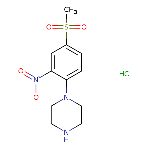 [O-][N+](=O)c1cc(ccc1N1CCNCC1)S(=O)(=O)C.Cl