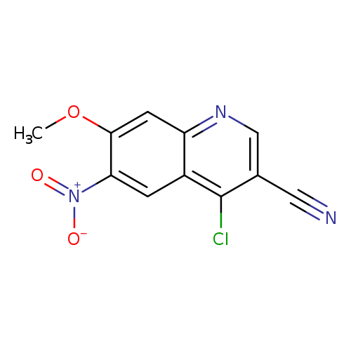 COc1cc2ncc(c(c2cc1[N+](=O)[O-])Cl)C#N