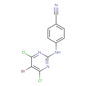 N#Cc1ccc(cc1)Nc1nc(Cl)c(c(n1)Cl)Br