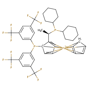 C[C@H]([C]12=[CH]3[CH]4=[CH]5[C-]1(P(c1cc(cc(c1)C(F)(F)F)C(F)(F)F)c1cc(cc(c1)C(F)(F)F)C(F)(F)F)[Fe+2]16782345[CH-]2[CH]1=[CH]7[CH]8=[CH]62)P(C1CCCCC1)C1CCCCC1