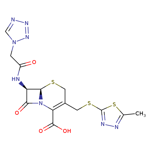 O=C(N[C@@H]1C(=O)N2[C@@H]1SCC(=C2C(=O)O)CSc1nnc(s1)C)Cn1cnnn1