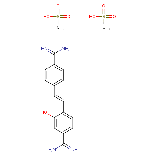 CS(=O)(=O)O.CS(=O)(=O)O.NC(=N)c1ccc(cc1)/C=C/c1ccc(cc1O)C(=N)N