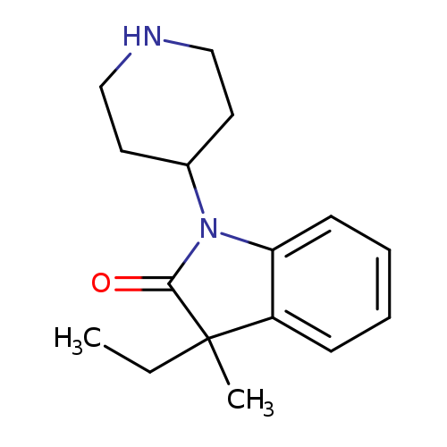 CCC1(C)C(=O)N(c2c1cccc2)C1CCNCC1