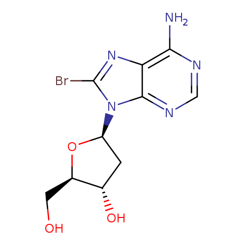 OC[C@H]1O[C@H](C[C@@H]1O)n1c(Br)nc2c1ncnc2N