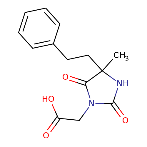 OC(=O)CN1C(=O)NC(C1=O)(C)CCc1ccccc1