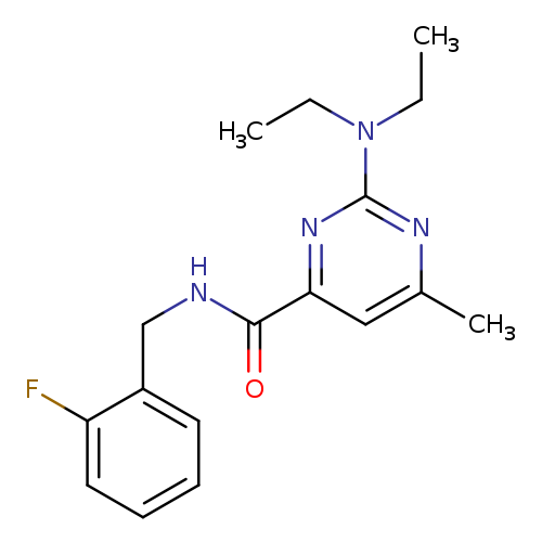 CCN(c1nc(C)cc(n1)C(=O)NCc1ccccc1F)CC