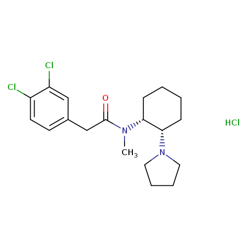 O=C(N([C@@H]1CCCC[C@@H]1N1CCCC1)C)Cc1ccc(c(c1)Cl)Cl.Cl