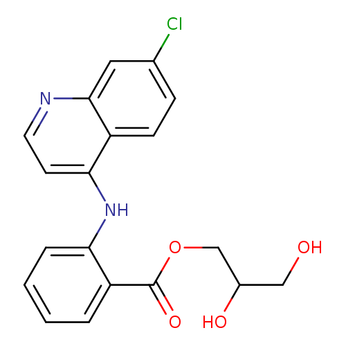 OCC(COC(=O)c1ccccc1Nc1ccnc2c1ccc(c2)Cl)O