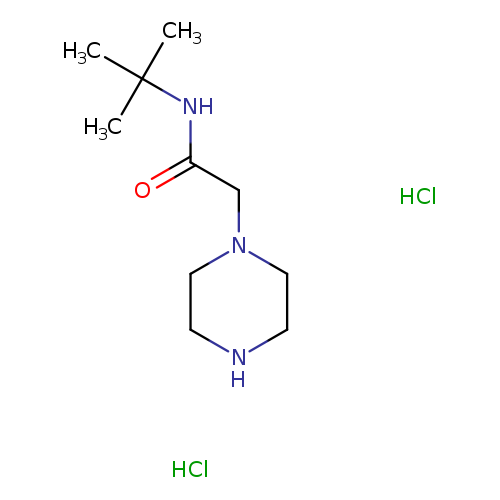 O=C(NC(C)(C)C)CN1CCNCC1.Cl.Cl