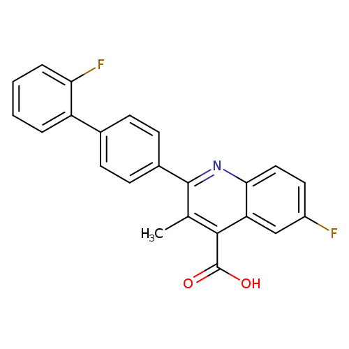 Fc1ccc2c(c1)c(C(=O)O)c(c(n2)c1ccc(cc1)c1ccccc1F)C
