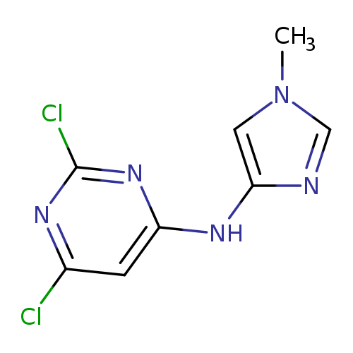 Clc1cc(nc(n1)Cl)Nc1ncn(c1)C