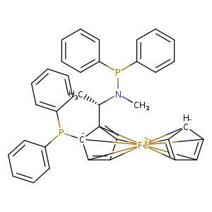 CN([C@H]([C]12=[CH]3[CH]4=[CH]5[C-]1(P(c1ccccc1)c1ccccc1)[Fe+2]16782345[CH-]2[CH]1=[CH]7[CH]8=[CH]62)C)P(c1ccccc1)c1ccccc1