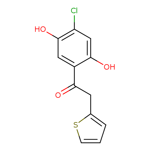 O=C(c1cc(O)c(cc1O)Cl)Cc1cccs1
