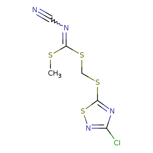 N#CN=C(SCSc1snc(n1)Cl)SC