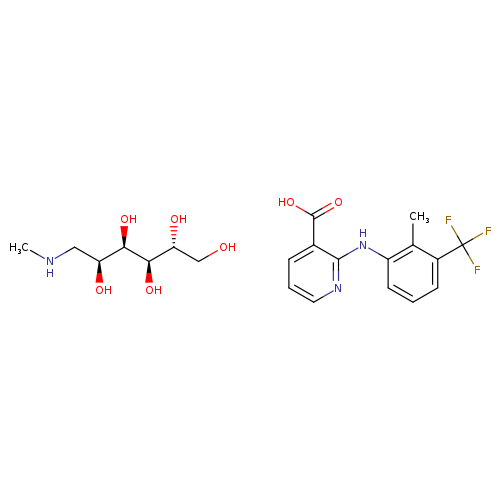 OC(=O)c1cccnc1Nc1cccc(c1C)C(F)(F)F.CNC[C@@H]([C@H]([C@@H]([C@@H](CO)O)O)O)O