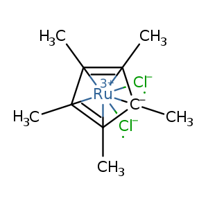 [Cl-][Ru+3]1234([Cl-])[C]5(=[C]3([C]2(=[C]1([C-]45C)C)C)C)C