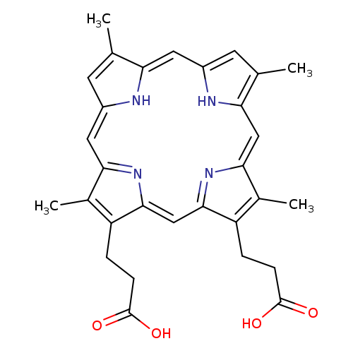 OC(=O)CCC1=C(C)C2=NC1=CC1=NC(=Cc3[nH]c(C=c4[nH]c(=C2)cc4C)cc3C)C(=C1CCC(=O)O)C