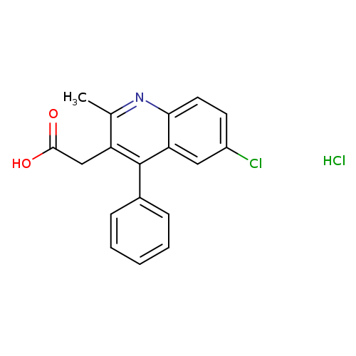OC(=O)Cc1c(C)nc2c(c1c1ccccc1)cc(cc2)Cl.Cl