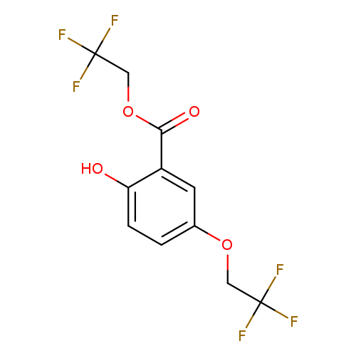 O=C(c1cc(ccc1O)OCC(F)(F)F)OCC(F)(F)F