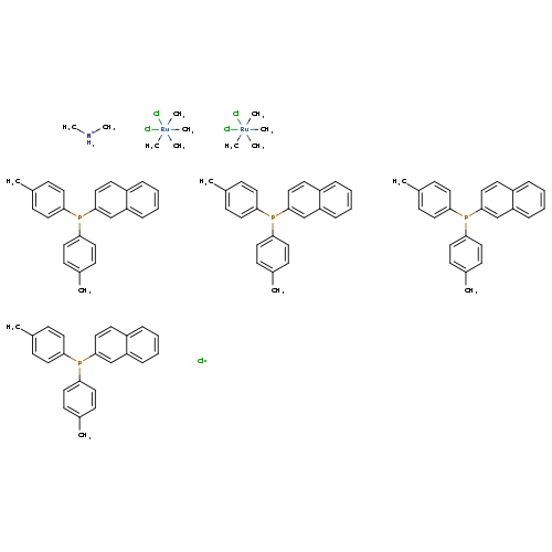 C[Ru](Cl)(Cl)(C)(C)C.C[Ru](Cl)(Cl)(C)(C)C.Cc1ccc(cc1)P(c1ccc2c(c1)cccc2)c1ccc(cc1)C.Cc1ccc(cc1)P(c1ccc2c(c1)cccc2)c1ccc(cc1)C.Cc1ccc(cc1)P(c1ccc2c(c1)cccc2)c1ccc(cc1)C.Cc1ccc(cc1)P(c1ccc2c(c1)cccc2)c1ccc(cc1)C.C[NH2+]C.[Cl]