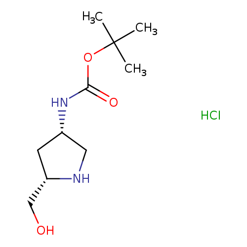 OC[C@H]1NC[C@H](C1)NC(=O)OC(C)(C)C.Cl