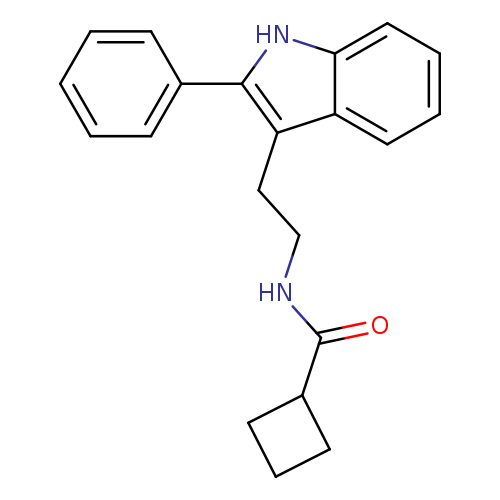 O=C(C1CCC1)NCCc1c([nH]c2c1cccc2)c1ccccc1