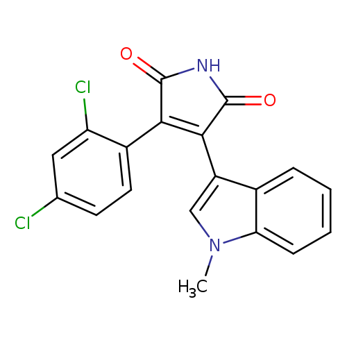 Clc1ccc(c(c1)Cl)C1=C(C(=O)NC1=O)c1cn(c2c1cccc2)C