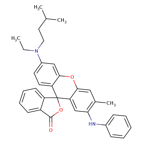 CCN(c1ccc2c(c1)Oc1c(C32OC(=O)c2c3cccc2)cc(c(c1)C)Nc1ccccc1)CCC(C)C
