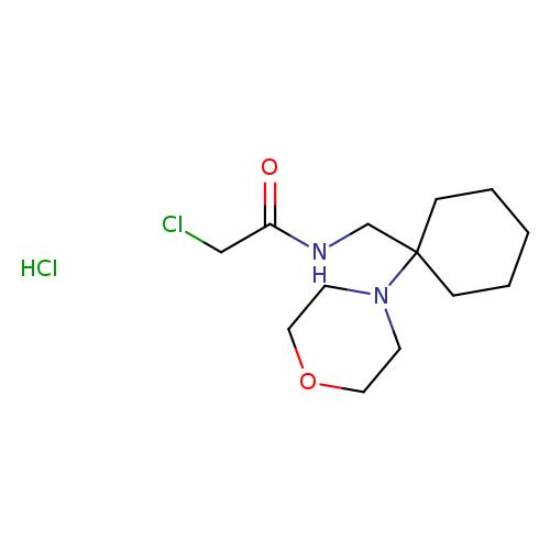 ClCC(=O)NCC1(CCCCC1)N1CCOCC1.Cl