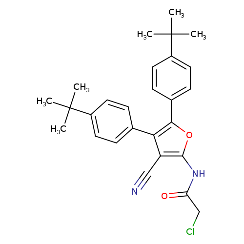 ClCC(=O)Nc1oc(c(c1C#N)c1ccc(cc1)C(C)(C)C)c1ccc(cc1)C(C)(C)C