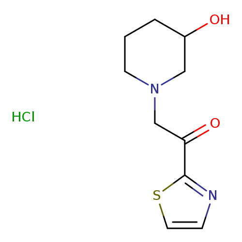 OC1CCCN(C1)CC(=O)c1nccs1.Cl