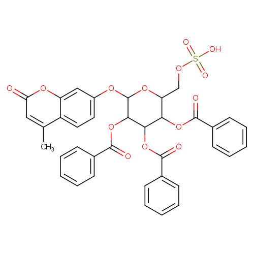 O=c1cc(C)c2c(o1)cc(cc2)OC1OC(COS(=O)(=O)O)C(C(C1OC(=O)c1ccccc1)OC(=O)c1ccccc1)OC(=O)c1ccccc1