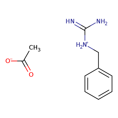 NC(=N)[NH2+]Cc1ccccc1.[O-]C(=O)C
