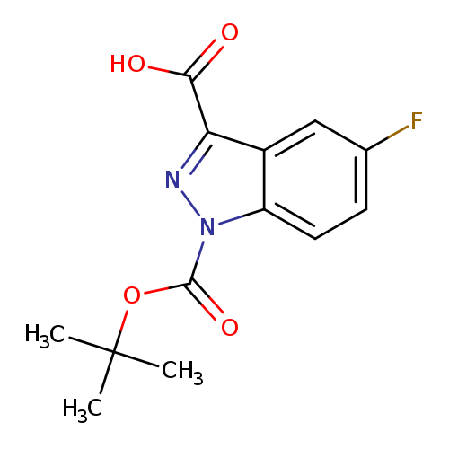 Fc1ccc2c(c1)c(nn2C(=O)OC(C)(C)C)C(=O)O