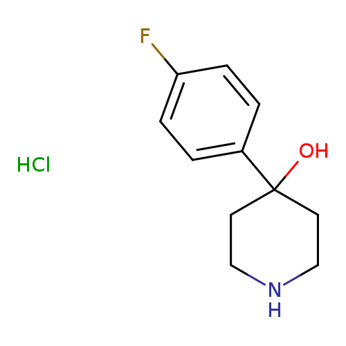 OC1(CCNCC1)c1ccc(cc1)F.Cl