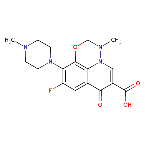 CN1CCN(CC1)c1c(F)cc2c3c1OCN(n3cc(c2=O)C(=O)O)C