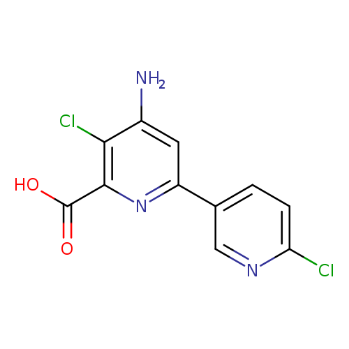 Clc1ccc(cn1)c1cc(N)c(c(n1)C(=O)O)Cl