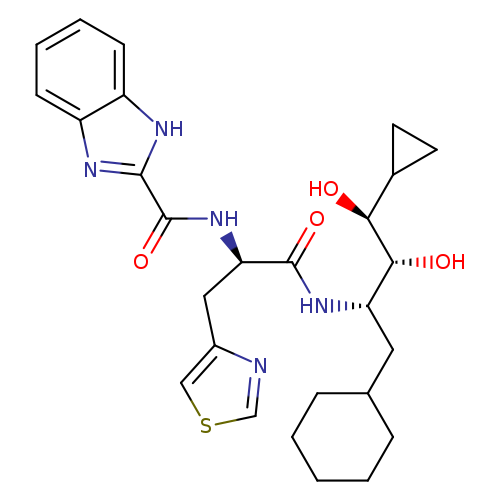 O=C([C@H](NC(=O)c1nc2c([nH]1)cccc2)Cc1cscn1)N[C@H]([C@H]([C@H](C1CC1)O)O)CC1CCCCC1