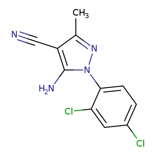 N#Cc1c(C)nn(c1N)c1ccc(cc1Cl)Cl